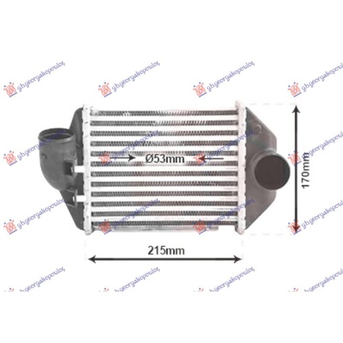 Radiator INTERCOOLER 2.4-2.7 benzinë (215x172) (ana e majtë) për AUDI A4 00-04 - OEM: 078145805N