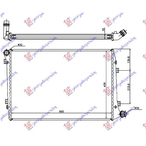 Radiator 2.0 TDi dizel (650x440) (KOYO) për AUDI A3 03-08 - OEM: 1K0121251AL