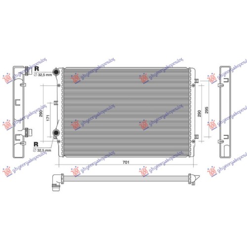 Radiator 1.8-2.0 TFSi benzinë (650x450x32) (NRF) për AUDI A3 03-08 - OEM: 1K0121251AB