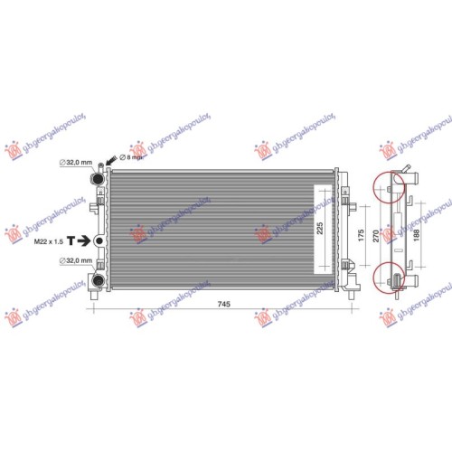 Radiator 1.2-1.6 12/16V - 1.2-1.6 TDi (65x34) (VALEO) për AUDI A1 14-18 - OEM: 6R0121253L