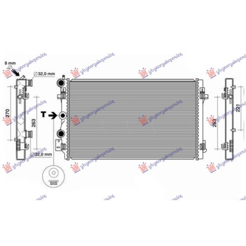 Radiator 1.4TSi/GTi/RS/CUPRA-1.6/2.0TDi (650x410) (VALEO) për AUDI A1 14-18 - OEM: 6R0121253R