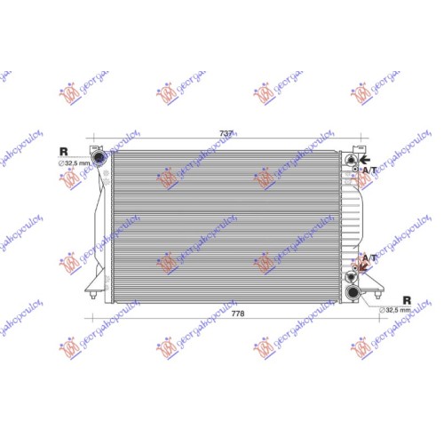 Radiator 2.5 TDI dizel +/- A/C automatik (632x399) (NRF) për AUDI A4 04-07 - OEM: 8E0121251K