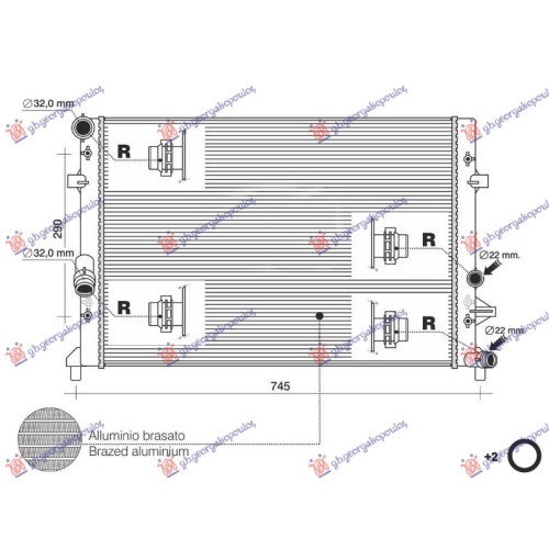 Radiator 1.2 benzinë TSI (625x452x34) (NRF) për AUDI A3 03-08 - OEM: 1K0121251CL