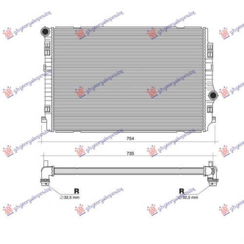 Radiator 2.0 TDi (135 KW) dizel (650x450x32) (NRF) për AUDI A3 3D/SPORTBACK 12-16 - OEM: 5Q0121251CN