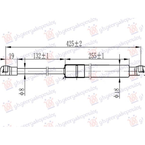 Piston me gaz për derën e bagazhit CABRIO (425L-320N) për AUDI A5 16-19 - OEM: 8W7827552 Piston me gaz për derën e bagazhit CABRIO (425L-320N) për AUDI A5 16-19 - OEM: 8W7827552