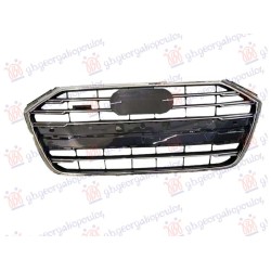 Grilë (e zezë me shirit kromi) (me korniz kromi) (pa targa) (QUATTRO) për AUDI A8 17-21 - OEM: 4N0853651J