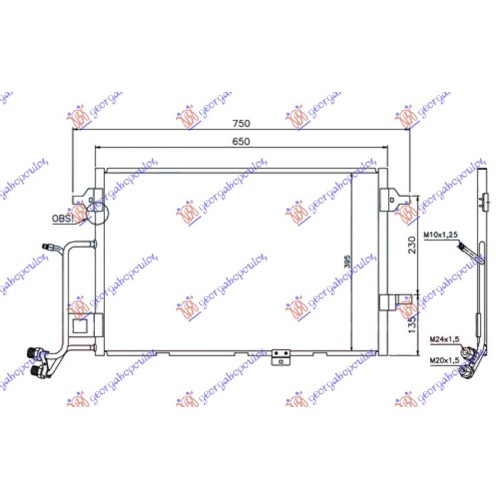 Radiator i kondicionerit 2.5 Tdi dizel 01- (590x420x16) për AUDI A6 97-04 - OEM: 4B0260401R