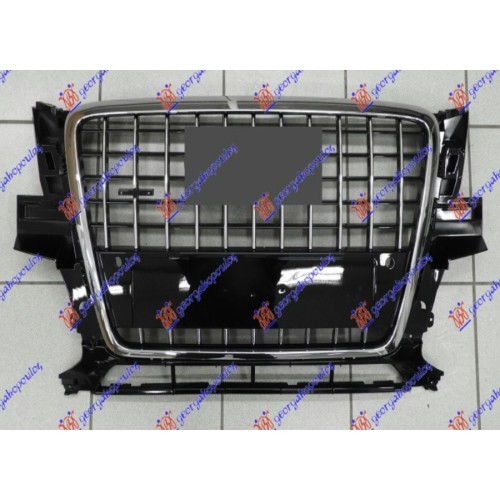Maskë pvc/grilë me ngjyrë të zezë/krom (kornizë krom) (me hapje për sensor parkimi) (s-line) për AUDI Q5 08-12 - OEM: 8R0853651PT94