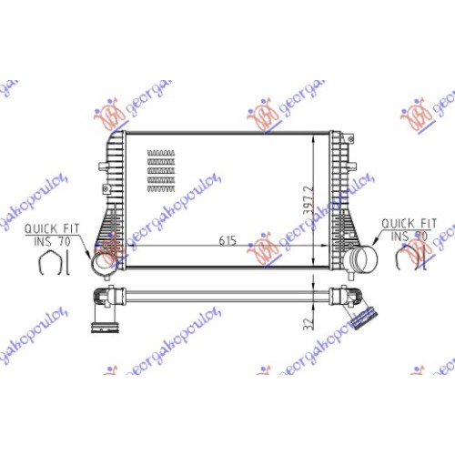 Interkuler benzinë/dizel (61,5x40,5x32) F70 për AUDI A3 03-08 - OEM: 1K0145803A
