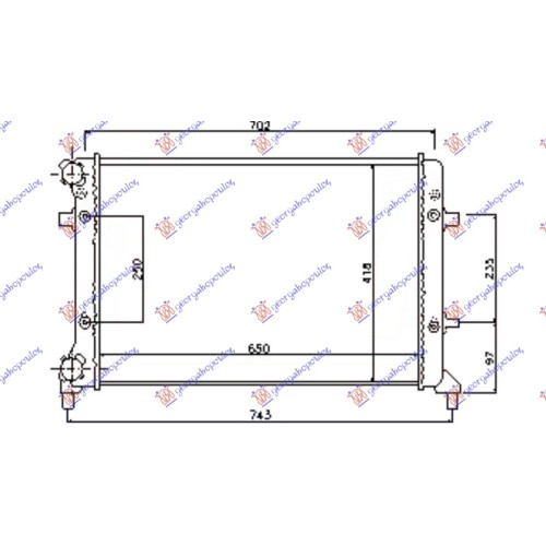 Radiator për motor 1.4-1.6-2.0FSI/SDI (marsh manual/automatik) (me kondicioner) (650x415) (MECANICAL) për AUDI A3 03-08 - OEM: 1K0121251BQ