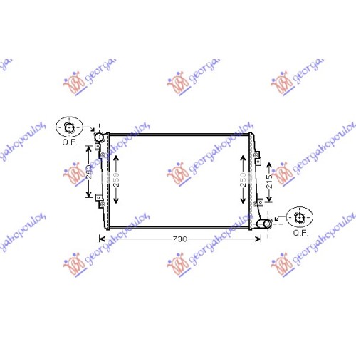 Radiator për motor 1.9 TDi dizel (650x400) tubë diagonale për AUDI A3 03-08 - OEM: 1K0121251AK
