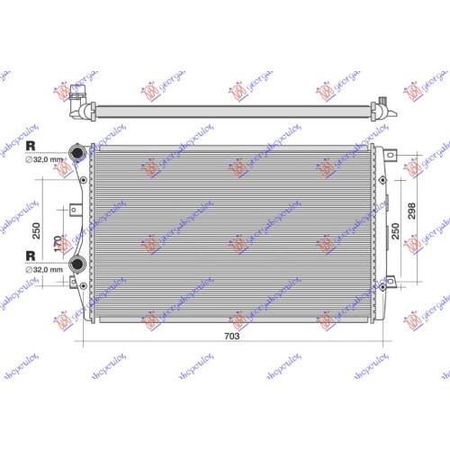 Radiator për motor 1.4 Tsi benzinë -1.9 TDi dizel (650x410) (fletë metali) për AUDI A3 03-08 - OEM: 1K0121253AA