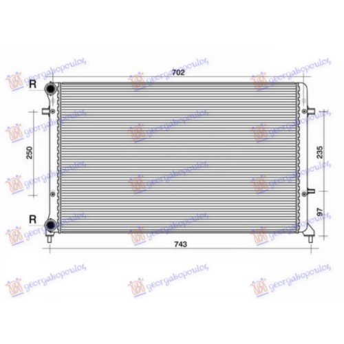 Radiator për motor 1.4-1.6-2.0FSI/SDI (marsh manual/automatik) (me kondicioner) (650x415) (fletë metali) (KOYO) për AUDI A3 08-12 - OEM: 1K0121251BQ