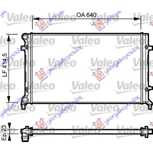 Radiator për motor 1.4-1.6-2.0FSI/SDI (marsh manual/automatik) (me kondicioner) (650x415) (VALEO) për AUDI A3 03-08 - OEM: 1K0121251BQ
