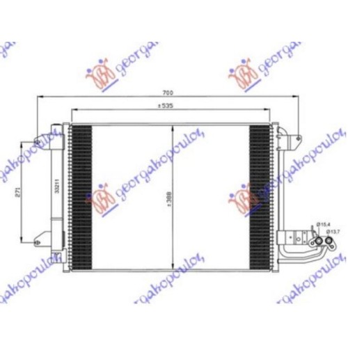 Radiator për kondicioner benzinë - dizel (550x390x16) (VALEO) për AUDI A3 03-08 - OEM: 1K0820411F