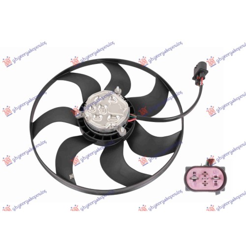 Ventilator (Motor + helikë) (395mm) (400w) (4 pinë) për AUDI A1 14-18 - OEM: 6R0959455