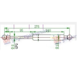 Amortizues (një) për derën e bagazhit (275L-590N) për AUDI 80 86-91 - OEM: 893827552
