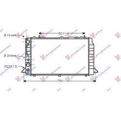 Radiator për motor 1.6-2.0 benzinë-1.9TDi (59.6x35.8x44) për AUDI 80 91-94 - OEM: 8A0121251