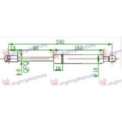 Amortizues (një) për derën e bagazhit (630N) për AUDI 80 91-94 - OEM: 8A5827552A