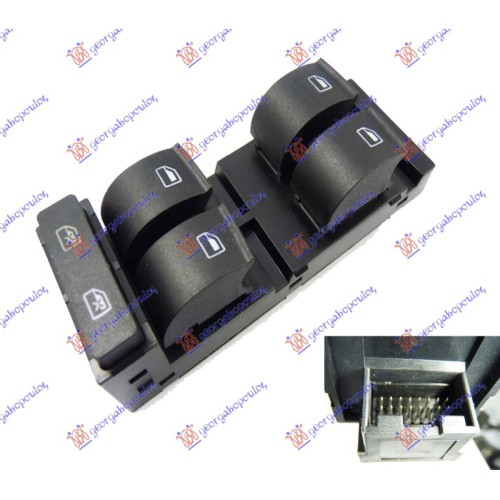 Ndërprerës në derën e përparme (katërfish) (16 pinë) për AUDI A3 96-03 - OEM: 4B0959851B Ndërprerës në derën e përparme (katërfish) (16 pinë) për AUDI A3 96-03 - OEM: 4B0959851B