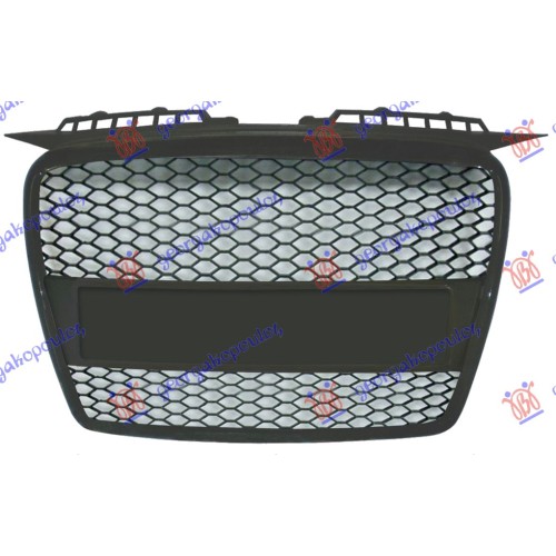 Maskë pvc/grilë (rs pamje) me ngjyrë të zezë (me mbajtës fiks për targa) për AUDI A3 03-08