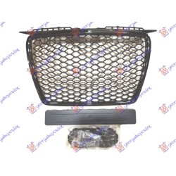 Maskë pvc/grilë (rs pamje) me ngjyrë të zezë që shkëlqen (me Mbajtës për targa që largohet) për AUDI A3 03-08 Maskë pvc/grilë (rs pamje) me ngjyrë të zezë që shkëlqen (me Mbajtës për targa që largohet) për AUDI A3 03-08