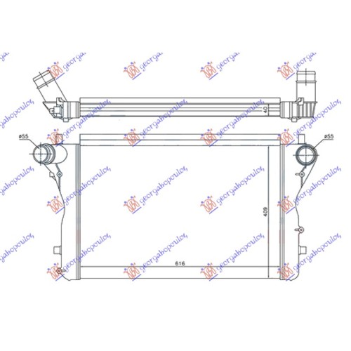 Interkuler 2.0 (S3) (610x410x40) ?55 plotësisht alumin për AUDI A3 03-08 - OEM: 1K0145803P Interkuler 2.0 (S3) (610x410x40) ?55 plotësisht alumin për AUDI A3 03-08 - OEM: 1K0145803P