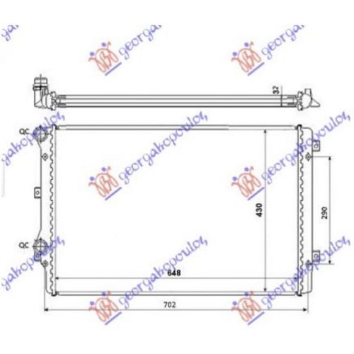 Radiator për motor 1.8 FSi benzinë (650x450x32) (fletë metali) për AUDI A3 03-08 - OEM: 1K0121251L