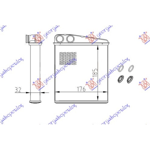 Ngrohës kabine (B) me/pa kondicioner (185x176) (VALEO) tipi për AUDI A3 03-08 - OEM: 1K0819031