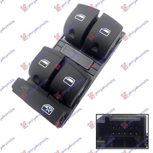 Ndërprerës në derën e përparme (katërfish) (10 pinë) për AUDI A3 03-08 - OEM: 4F0959851