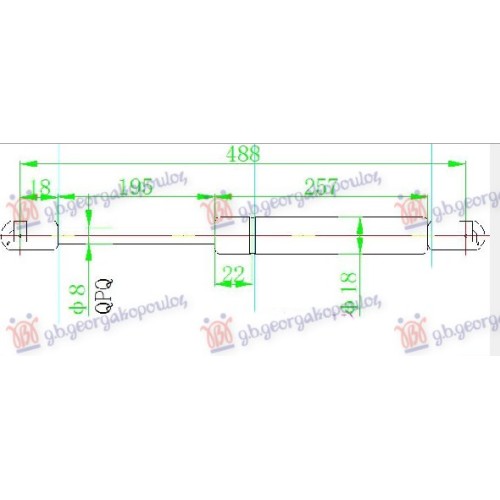 Amortizues (një) për derën e bagazhit (485L-460N) për AUDI A3 03-08 - OEM: 8P3827552A Amortizues (një) për derën e bagazhit (485L-460N) për AUDI A3 03-08 - OEM: 8P3827552A