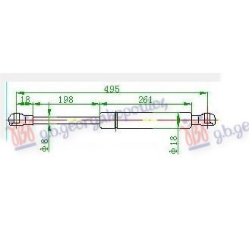 Amortizues (një) për derën e bagazhit (494L-490N) për AUDI A3 03-08 - OEM: 8P3827552 Amortizues (një) për derën e bagazhit (494L-490N) për AUDI A3 03-08 - OEM: 8P3827552
