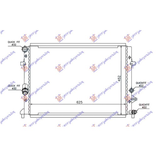 Radiator për motor 1,2 TSI (62,5x45,2x34) për AUDI A3 03-08 - OEM: 1K0121251CL