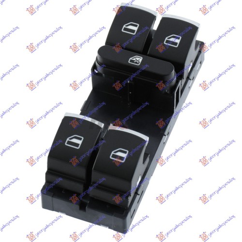 Ndërprerës në derën e përparme (katërfish) (10 pinë) (krom/e zezë) për AUDI A3 96-03 - OEM: 5K4959857 Ndërprerës në derën e përparme (katërfish) (10 pinë) (krom/e zezë) për AUDI A3 96-03 - OEM: 5K4959857