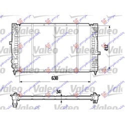 Radiator për motor benzinë/dizel-1.9TDi (marsh automatik) (me/pa kondicioner) (63x41) (VALEO CLASSIC) për AUDI A4 94-00 - OEM: 8D0121251BE