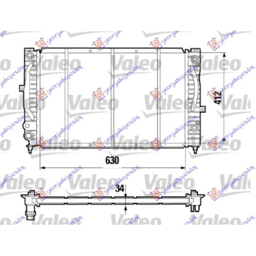 Radiator për motor benzinë/dizel-1.9TDi (marsh automatik) (me/pa kondicioner) (63x41) (VALEO CLASSIC) për AUDI A4 94-00 - OEM: 8D0121251BE