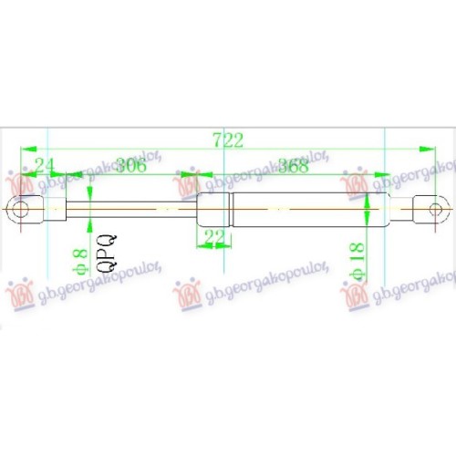 Amortizues (një) për kofano (722L-310N) për AUDI A4 94-00 - OEM: 8D0823359