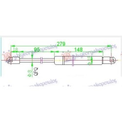 Amortizues (një) për derën e bagazhit 4 dyer (279L-490N) për AUDI A4 94-00 - OEM: 6Y5827550A Amortizues (një) për derën e bagazhit 4 dyer (279L-490N) për AUDI A4 94-00 - OEM: 6Y5827550A