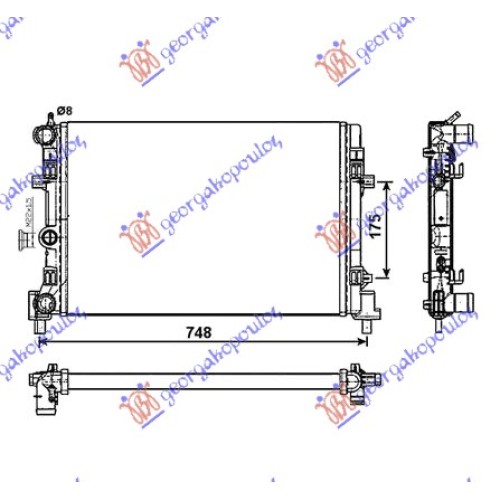 Radiator për motor 1.2TSI-1.6i 16V/1.2TDi-1.6TDi (65x34) për AUDI A1 14-18 - OEM: 6R0121253