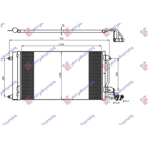 Radiator për kondicioner benzinë - dizel (580x350x16) (MAHLE BEHR) për AUDI A1 14-18 - OEM: 6C0816411B