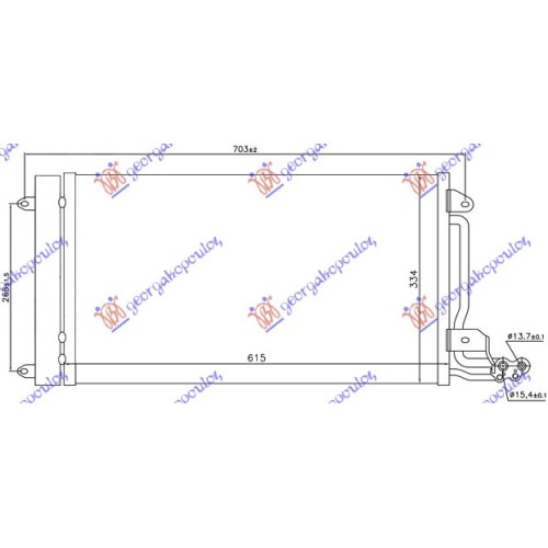 Radiator i kondicionerit benzinë - dizel (580x350x16) për AUDI A1 14-18 - OEM: 6C0816411B