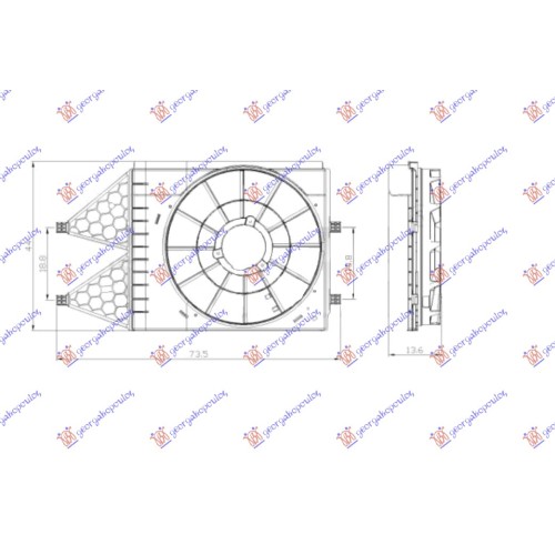 Difuzor për ventilator (1.2TSI/1.6 16V/1.2-1.6TDI) për AUDI A1 14-18 - OEM: 6R0121207 Difuzor për ventilator (1.2TSI/1.6 16V/1.2-1.6TDI) për AUDI A1 14-18 - OEM: 6R0121207