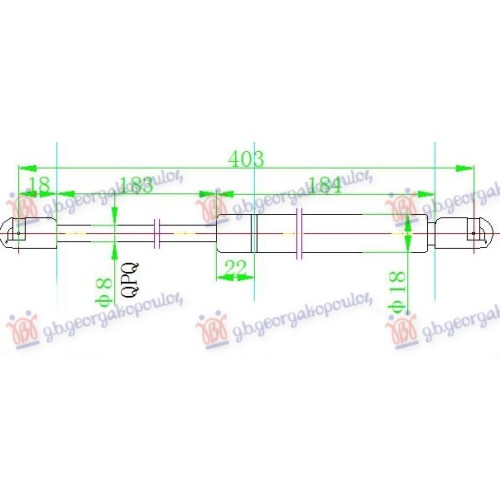 Amortizues (një) për derën e bagazhit (403L-620N) për AUDI TT 98-06 - OEM: 8N8827552A