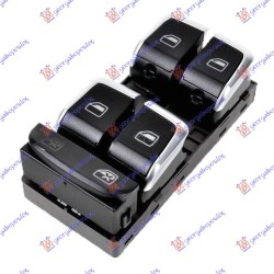 Ndërprerës në derën e përparme (katërfish) (10 pinë) (krom/e zezë) për AUDI A4 11-15 - OEM: 8K0959851F Ndërprerës në derën e përparme (katërfish) (10 pinë) (krom/e zezë) për AUDI A4 11-15 - OEM: 8K0959851F