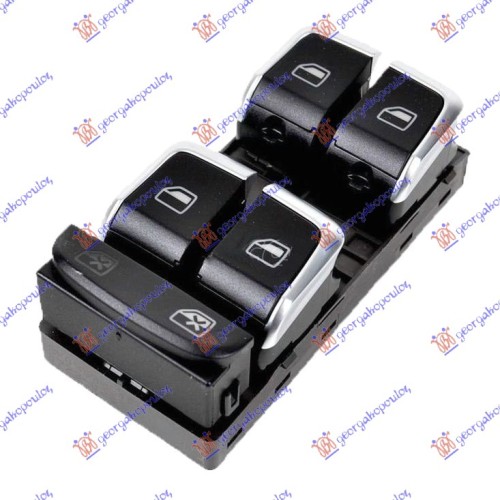 Ndërprerës në derën e përparme (katërfish) (10 pinë) (krom/e zezë) për AUDI A4 11-15 - OEM: 8K0959851F