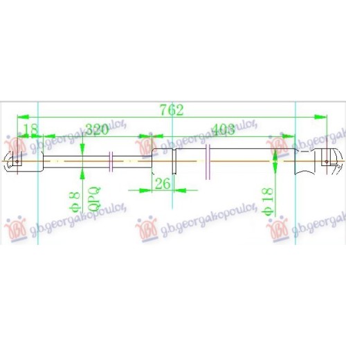 Amortizues (një) për kofano (762L-340N) për AUDI A4 11-15 - OEM: 8T0823359