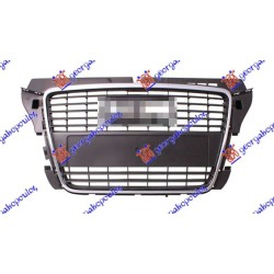 Maskë pvc/grilë e argjendtë gri me kornizë krom për AUDI A3 08-12 - OEM: 8P0853651H1QP Maskë pvc/grilë e argjendtë gri me kornizë krom për AUDI A3 08-12 - OEM: 8P0853651H1QP