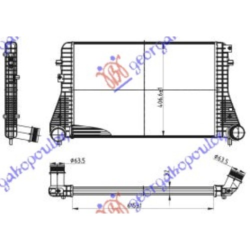 Interkuler benzinë/dizel (61,5x40,5x32) për AUDI A3 03-08 - OEM: 1K0145803AF