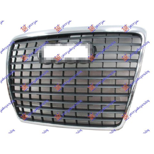 Maskë pvc/grilë gri (kornizë krom) për AUDI A6 08-10 - OEM: 4F0853651AN1QP
