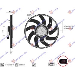 Ventilator (Motor + helikë) 3.0 TFSI benzinë (382mm) (2 pinë) për AUDI A6 08-10 - OEM: 4F0959455N